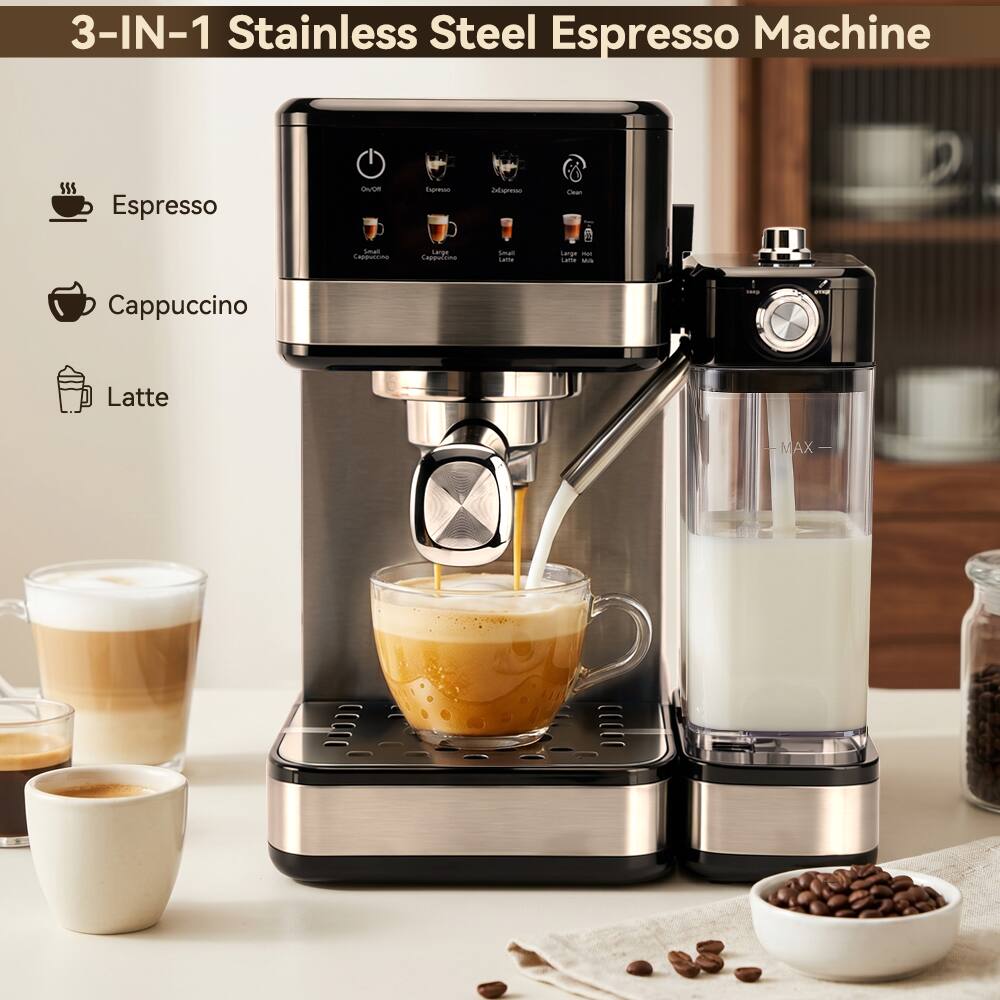 3-IN-1 Stainless Steel Espresso Machine

Espresso
Cappuccino
Latte