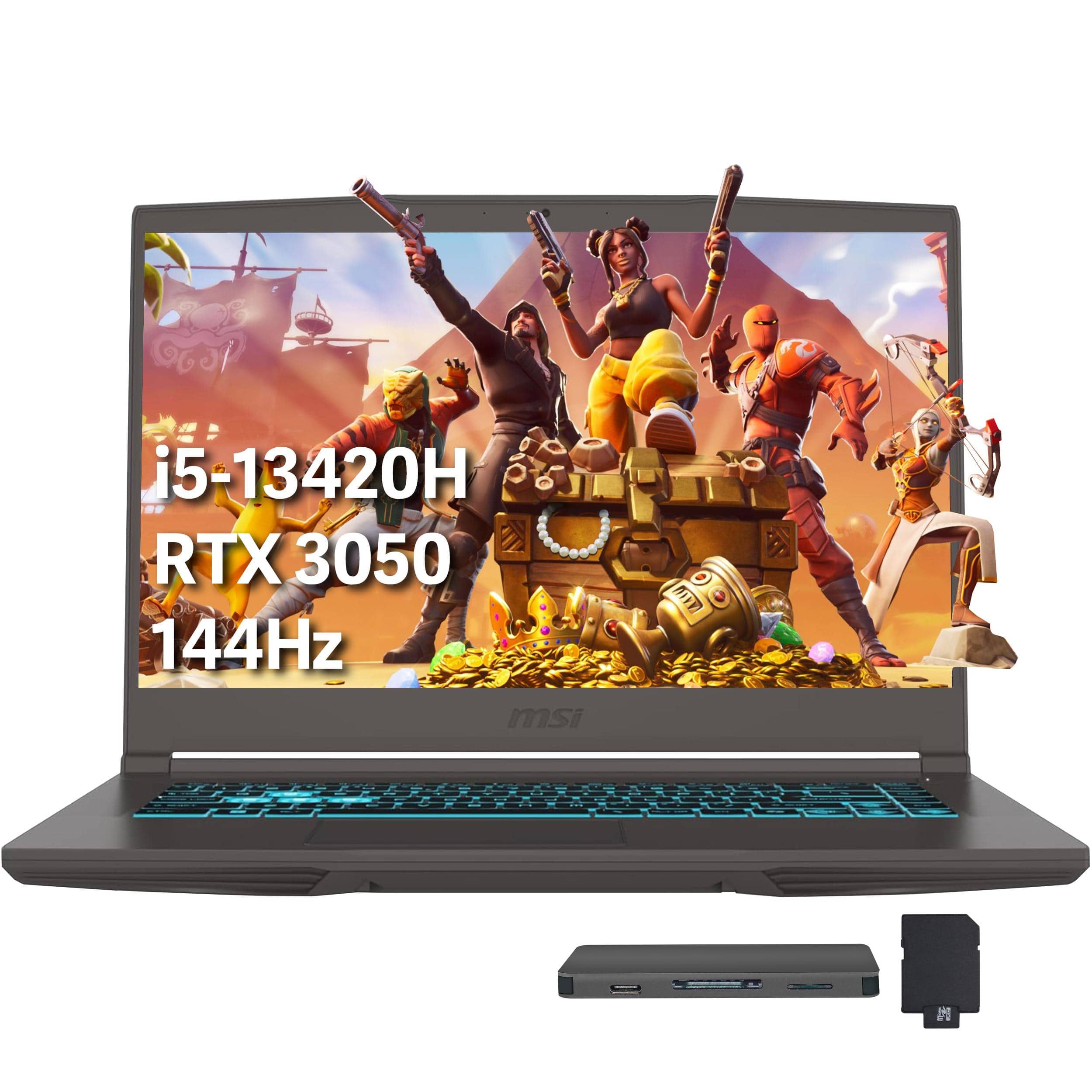 MSI - Thin 15.6" FHD Gaming Laptop,Intel i5-13420H,32GB RAM,1TB SSD+1TB Dock Station,GeForce RTX 3050,Win 11 Pro - Gray