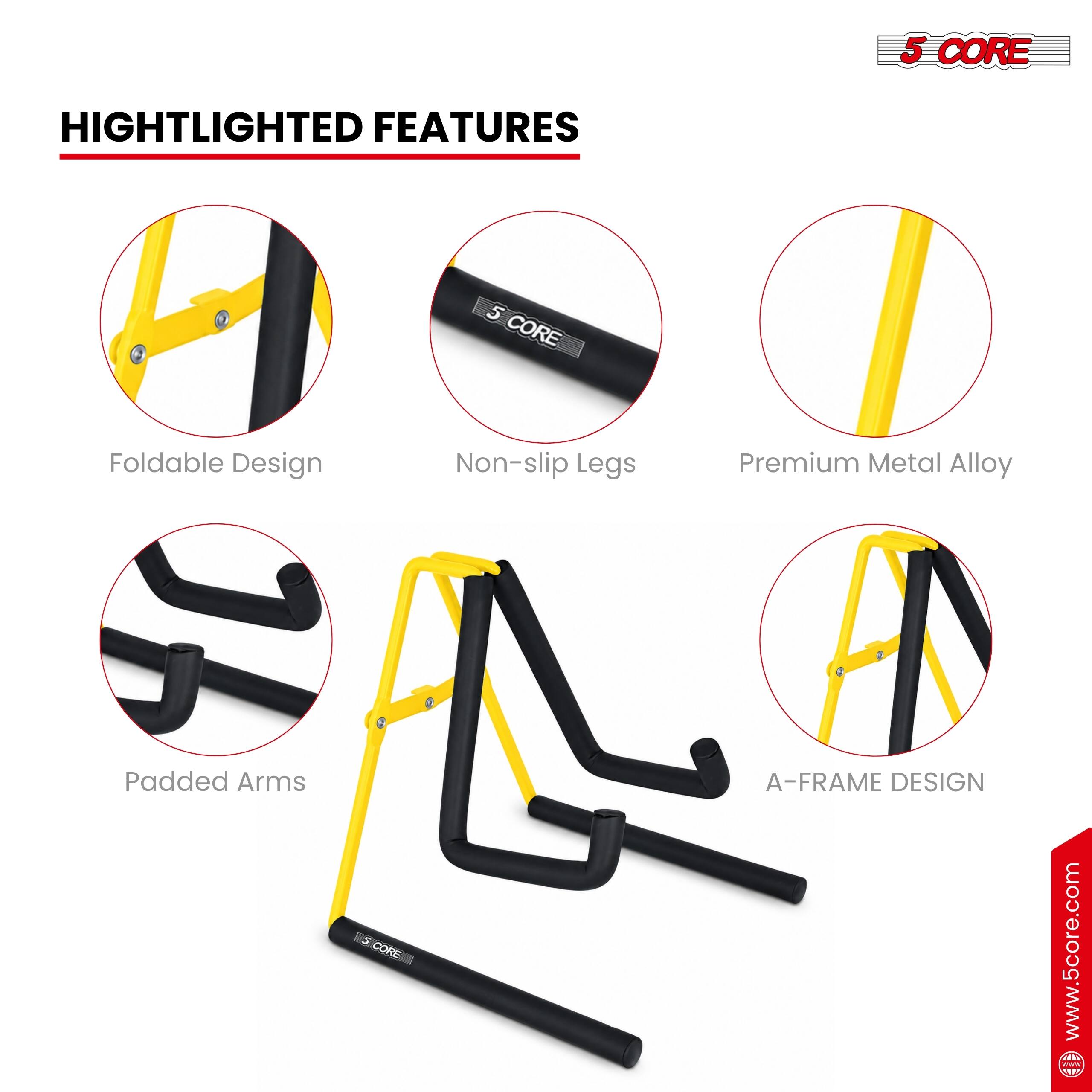 5 CORE HIGHLIGHTED FEATURES

- Foldable Design
- Non-slip Legs
- Premium Metal Alloy
- Padded Arms
- A-FRAME DESIGN

www.5core.com