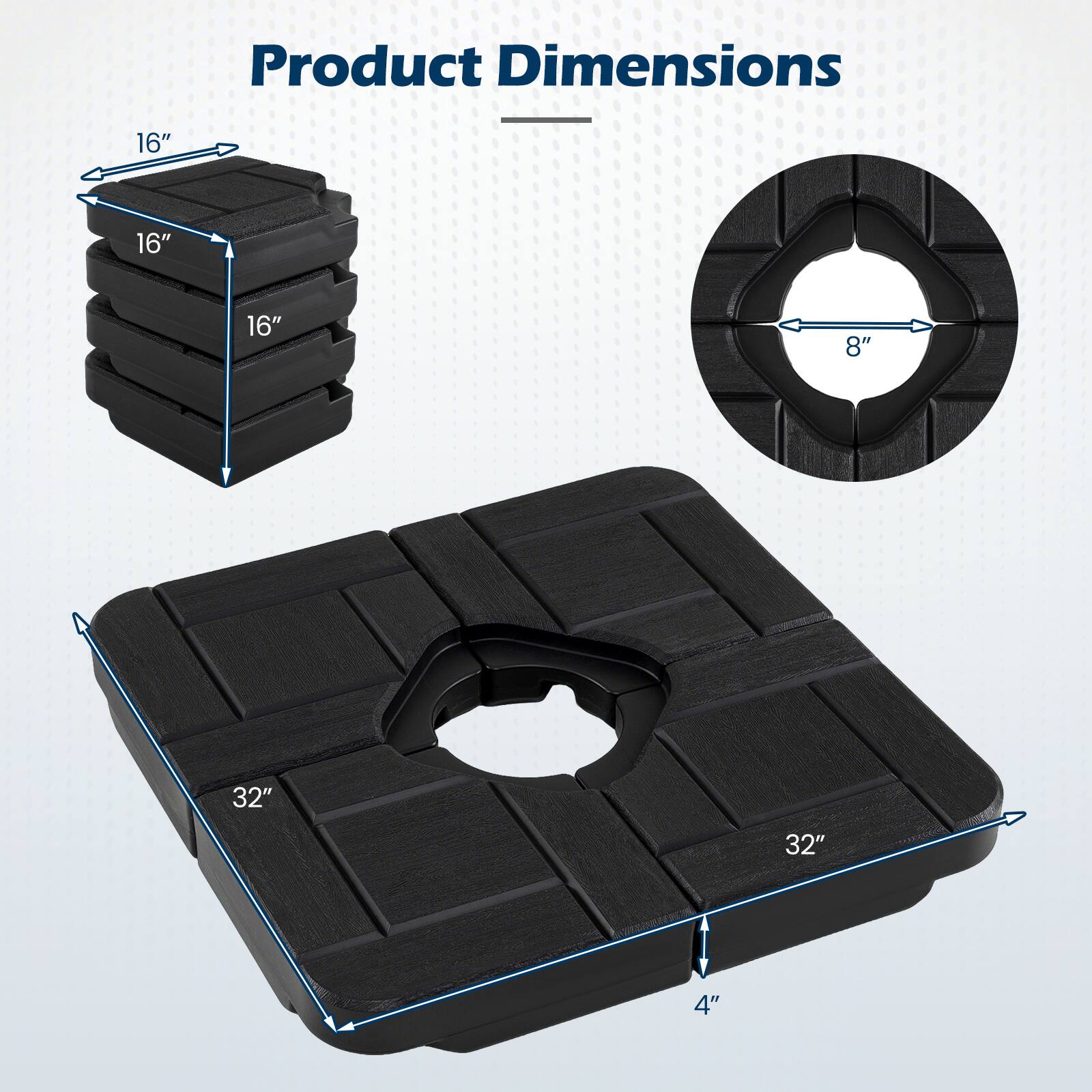 Product Dimensions: 16" x 16" x 16" x 8" x 32" x 32" x 4"