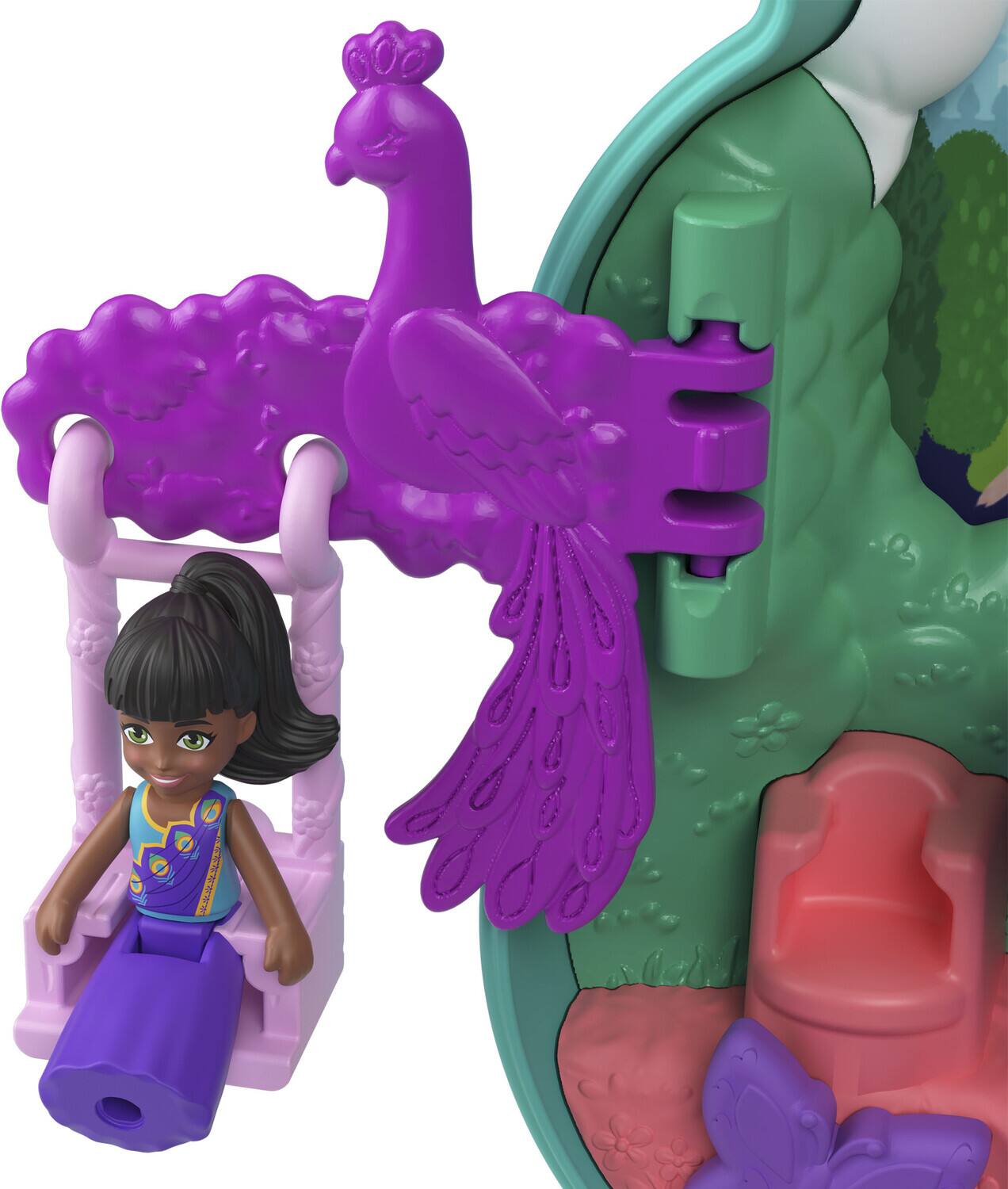 Alt View 4. Mattel - Mattel - Polly Pocket Peacock Garden Compact Playset   - Collectibles - Multicolor.
