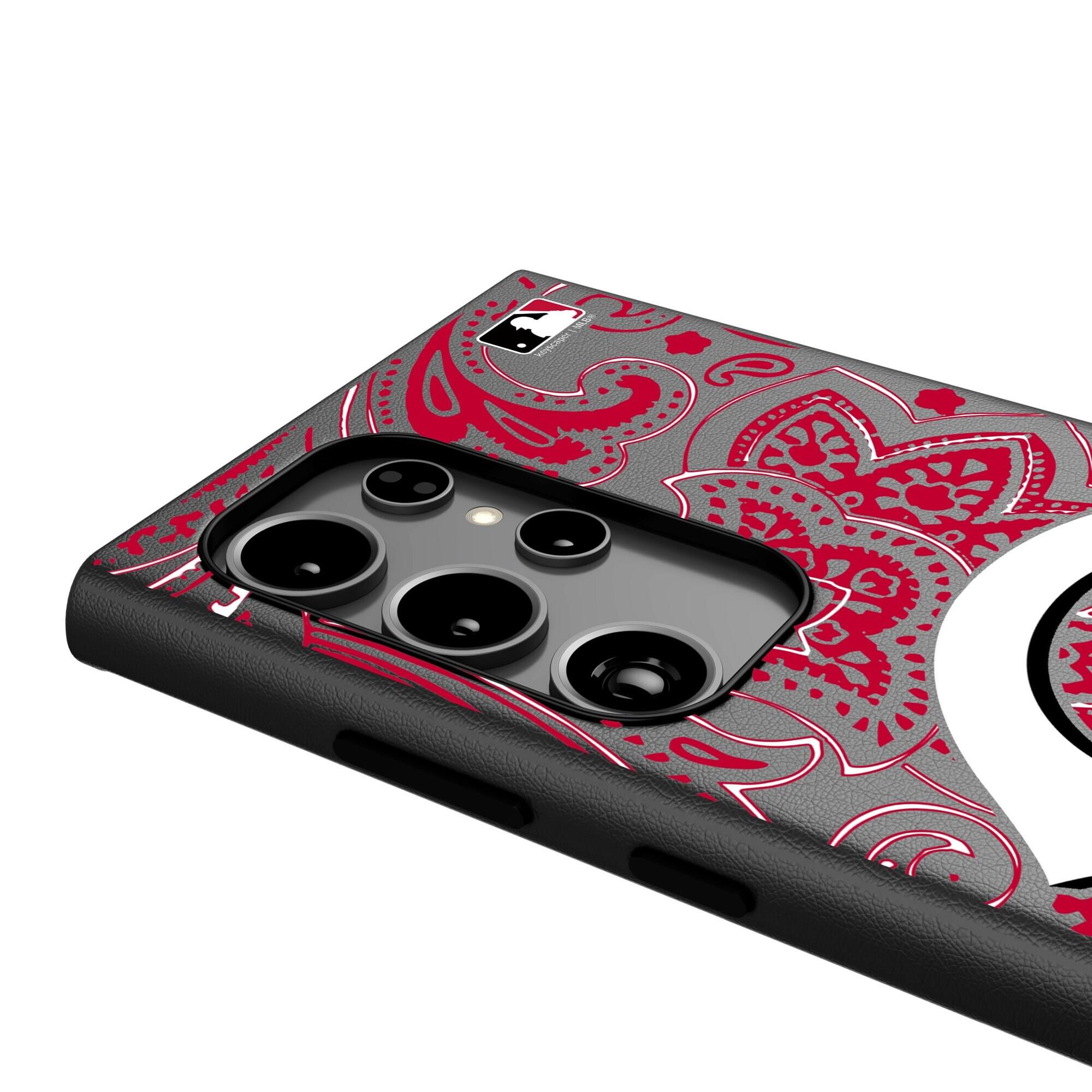 Alt View 3. Keyscaper - Cincinnati Reds Paisley Galaxy Magnetic Bump Case - S24 Ultra - Black.
