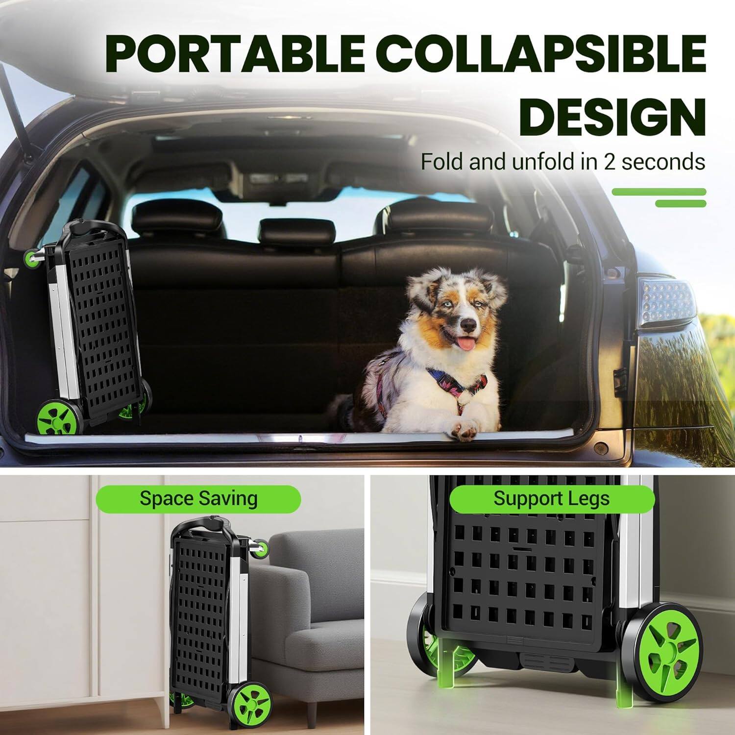 PORTABLE COLLAPSIBLE DESIGN
Fold and unfold in 2 seconds
Space Saving
Support Legs