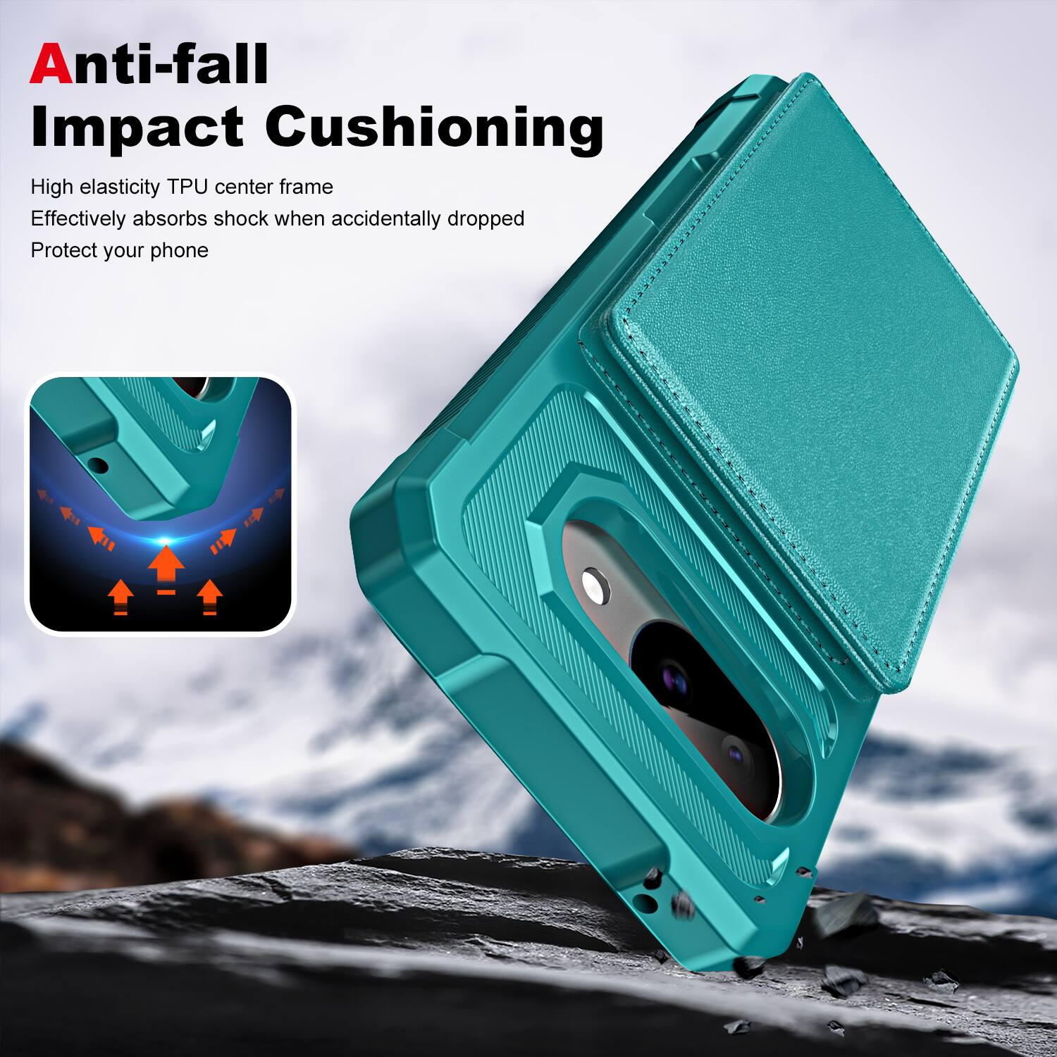 Anti-fall Impact Cushioning

High elasticity TPU center frame  
Effectively absorbs shock when accidentally dropped  
Protect your phone