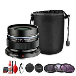 Bundle - OM System - M.Zuiko Digital ED 12mm f2 Wide Angle Lens Micro Four Thirds() - Black