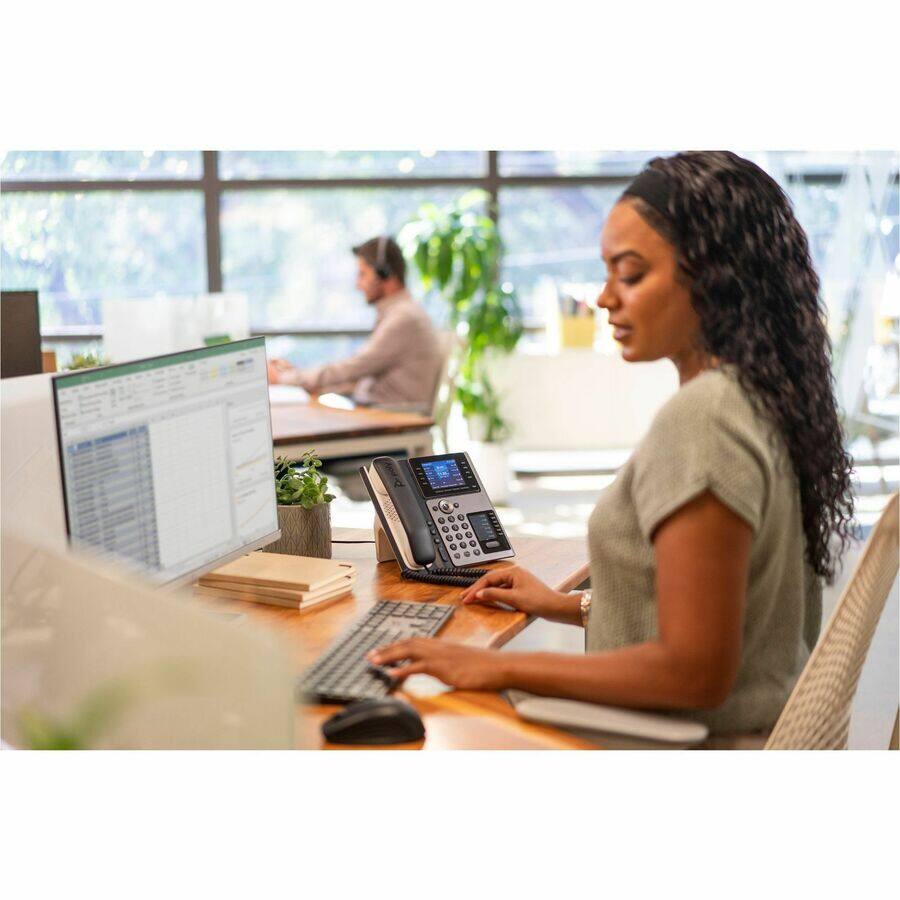 Alt View 4. HP - Poly E450 IP Phone - Corded - Corded - Desktop - Black - VoIP - 2 x Network (RJ-45) - PoE Ports - Black.