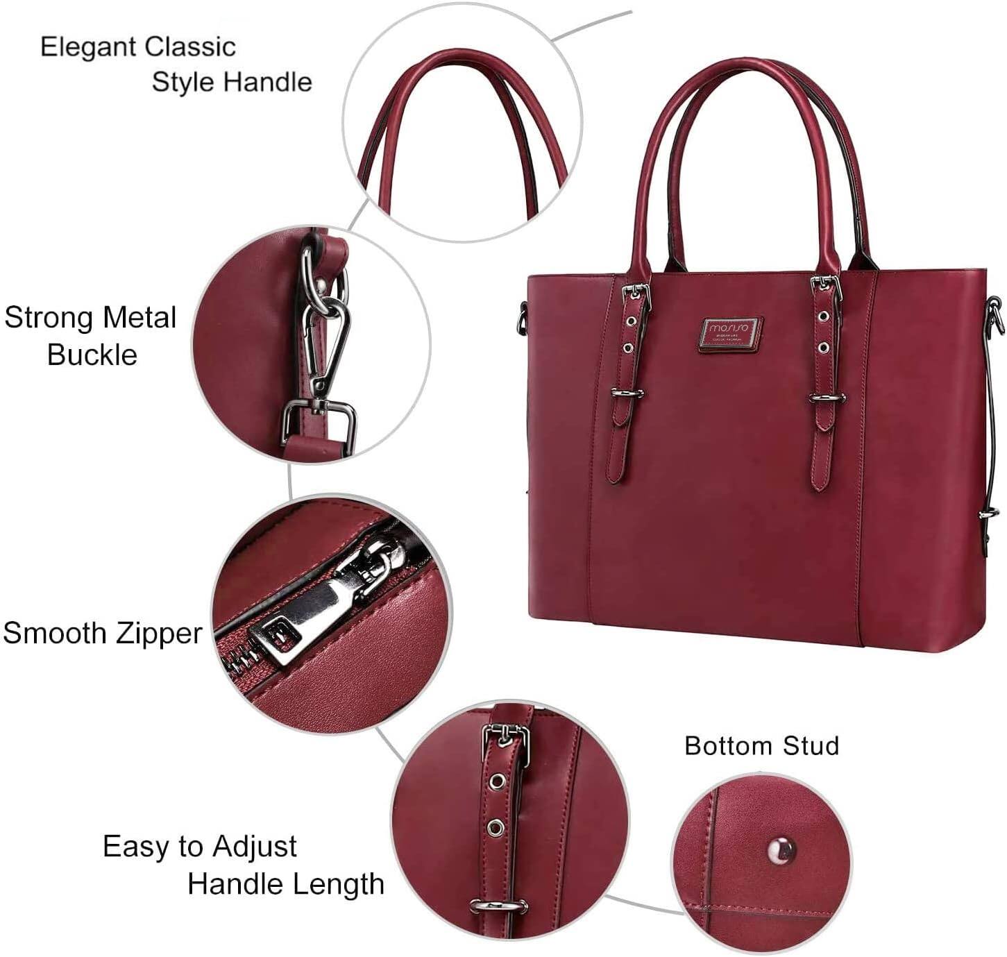 Elegant Classic Style Handle  
Strong Metal Buckle  
Smooth Zipper  
1 Bottom Stud  
Easy to Adjust Handle Length