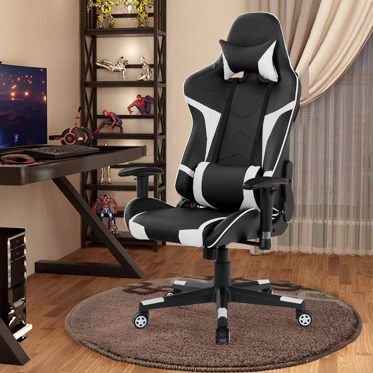 Alt View 1. Ecooso - Office Chair Reclining Swivel Massage Gaming Chair with Lumbar Support - White.
