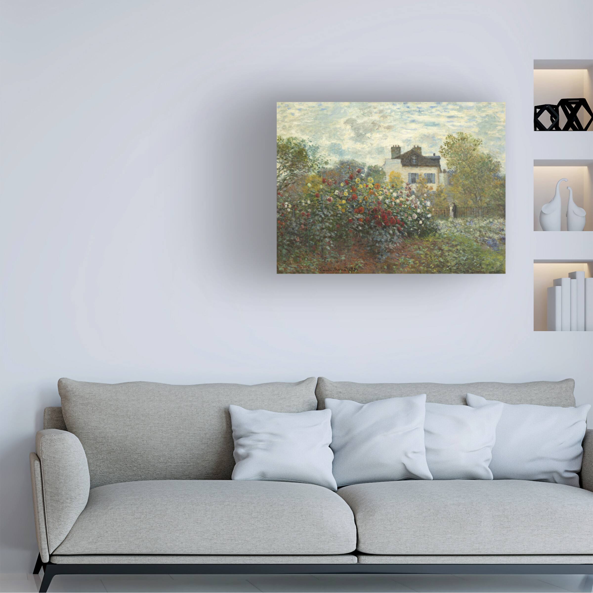 Angle. Trademark Fine Art - Claude Monet 'The Artist's Garden In Argenteuil' Canvas Art - Multicolor.