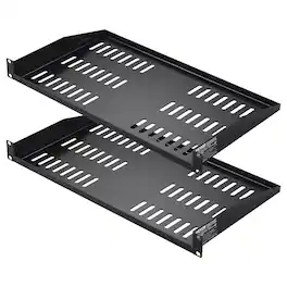 VEVOR - 2PCS 1U Server Rack Shelf, 10"/254 mm Depth, 50 lbs Max Load Capacity Vented Cantilever or Wall Mount Rack Mount Shelf - Black