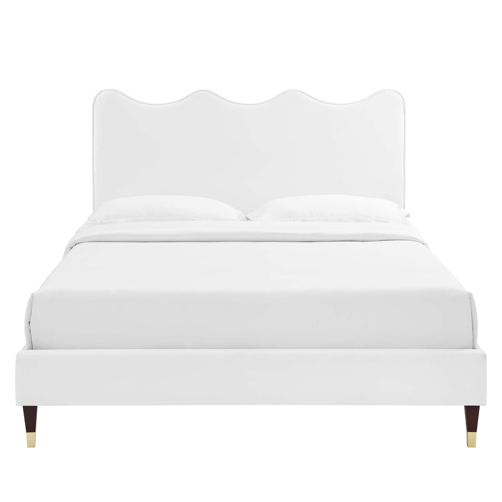 Alt View 10. Modway - Current Performance Velvet Queen Platform Bed - White.