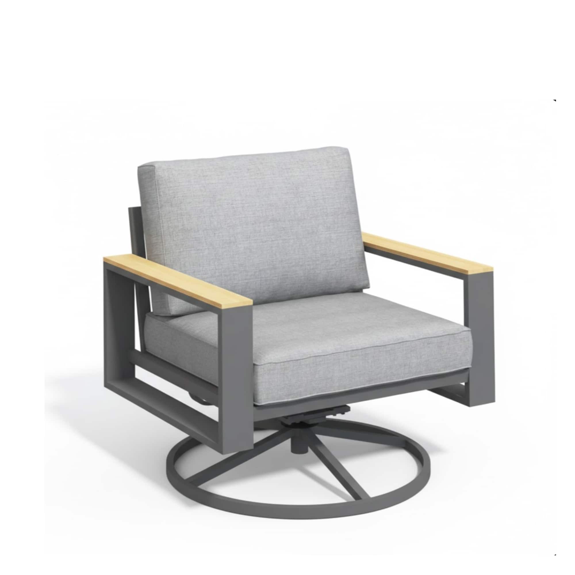 Mondawe - 30" Aluminum Swivel Patio Dining Chairs with Cushions - Gray