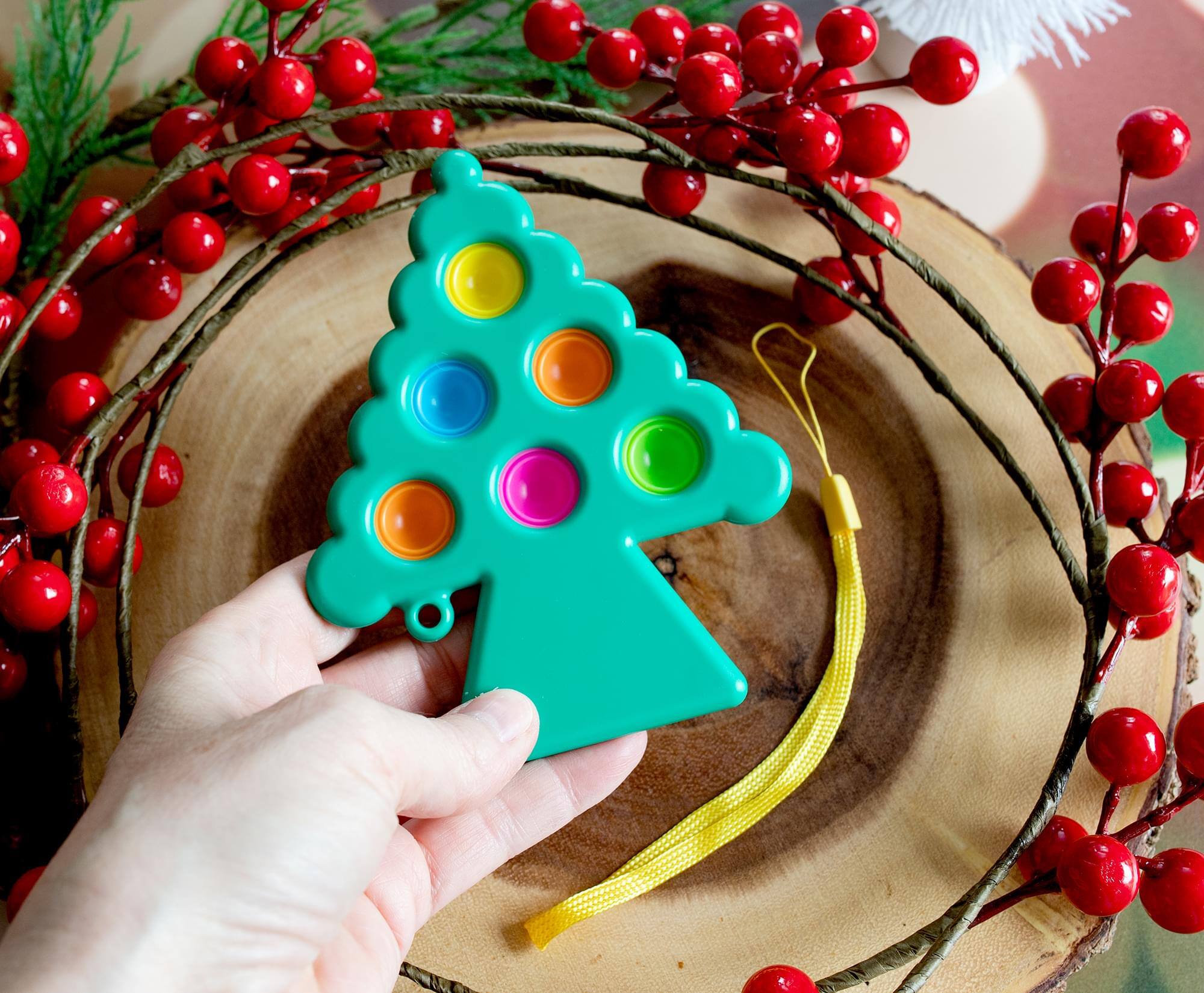 Alt View 3. Toynk - Pop Fidget Toy Holiday Tree 6-Button Bubble Popping Game - Green.