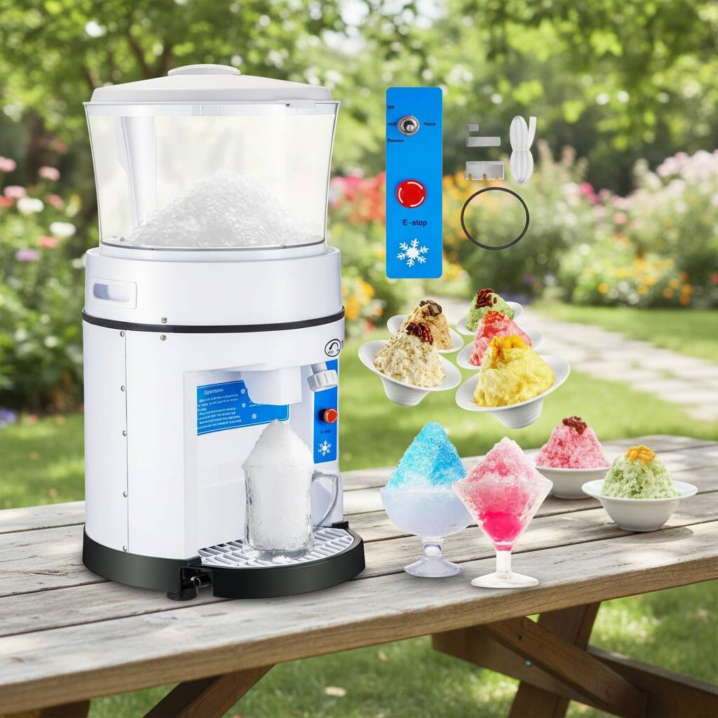 Front. Forest'nSky - 110V Commercial Ice Crusher - 1100 lb/h, 17.6 lb Hopper, 350W Tabletop Electric Snow Cone Maker - White.