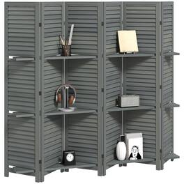 COWLOWN - 6 Panel Folding Room Divider Privacy Screen Freestanding for Home Use - Charcoal Gray