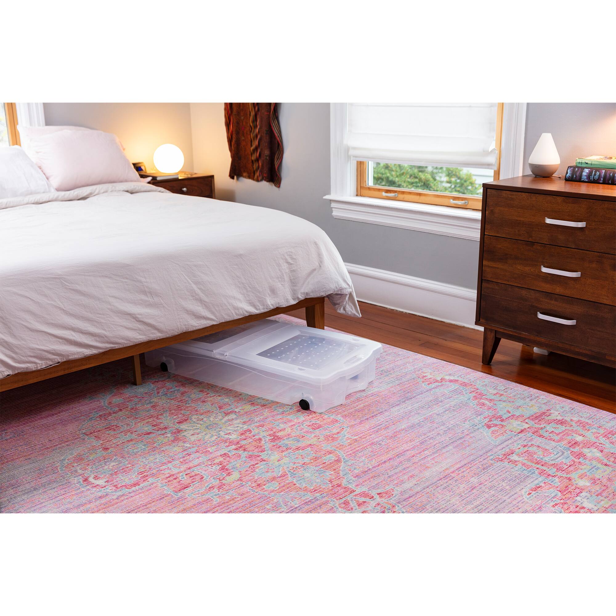 Alt View 5. RubberMaid - Rubbermaid 70 Qt Under Bed Wheeled Storage Boxes with Dual Hinged Lids (2 Pack) - Clear.