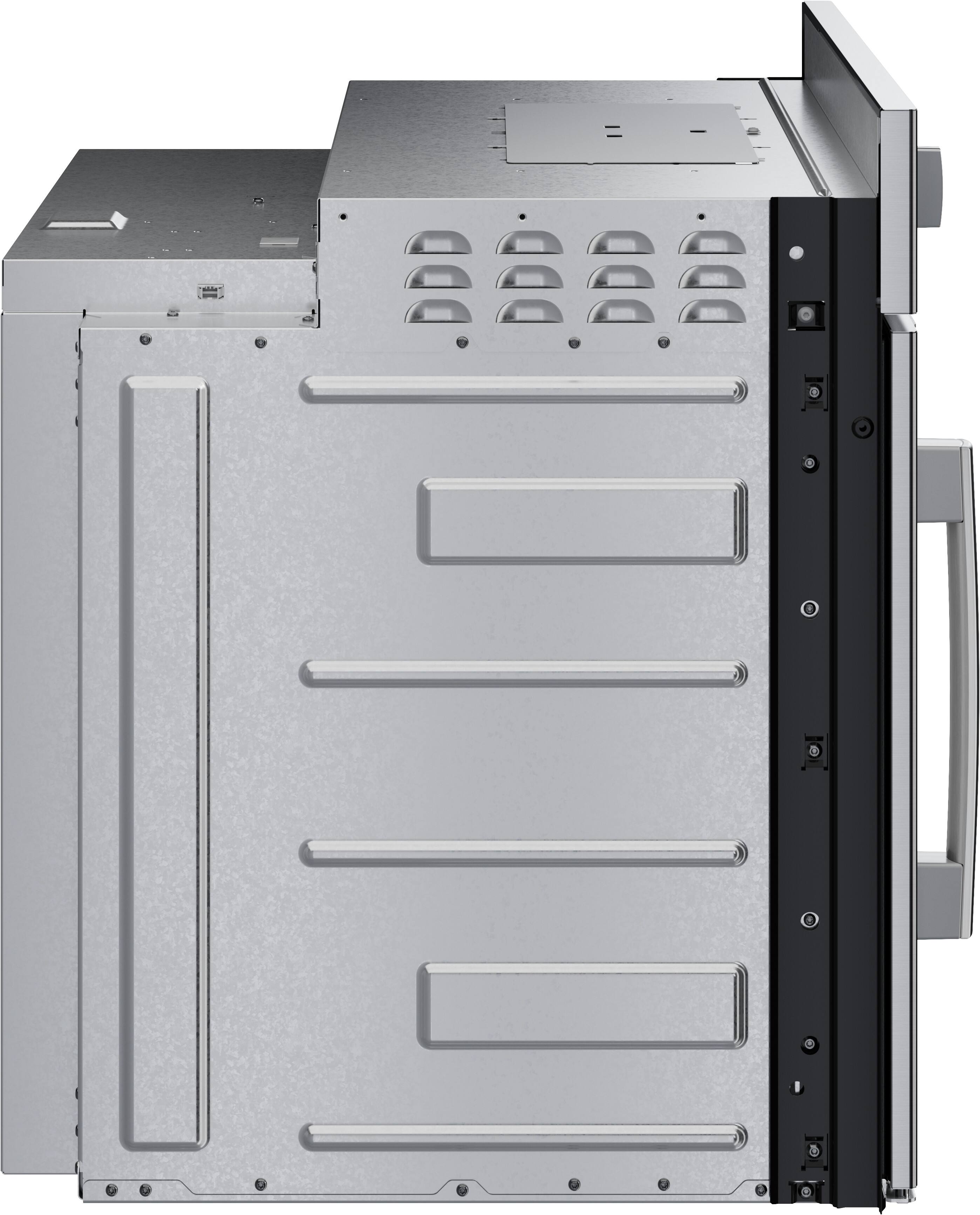 Angle. Bosch - 500 Series 30" 4.6 Cu. Ft. Built-In Single Electric True Convection Wall Oven with Right Opening Door - Stainless Steel.