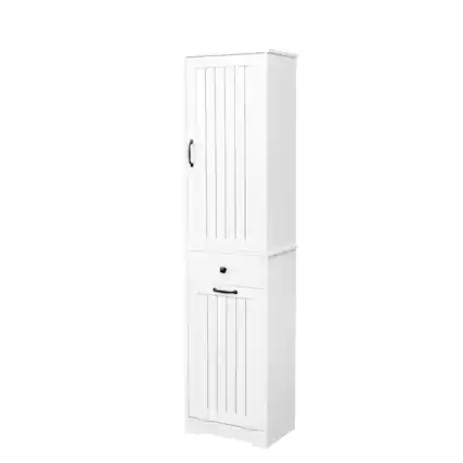 Front. Ecooso - Laundry Storage Cabinet with Drawer - White.