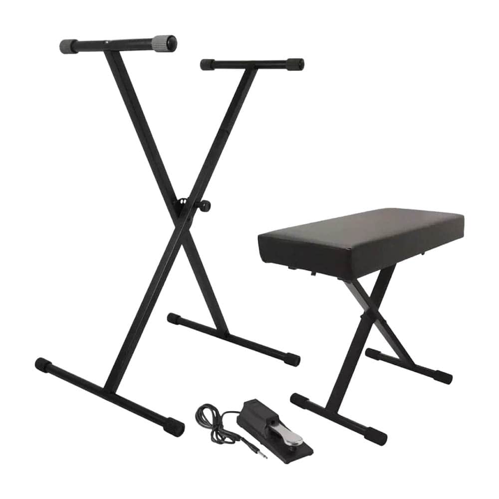 On Stage Stands - On-Stage 12" x 17" WKeyboard Stand/Bench Pack with KSP100 Sustain Pedal - Black