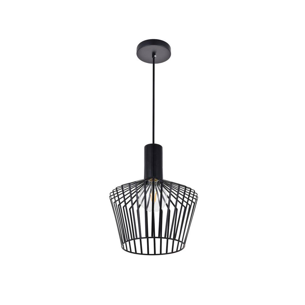Back. Living District - Ronnie 1 Light Black Pendant - Black.