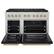 Angle. ZLINE - 48 in. Wide 8 Burner Autograph 6.7 cu. ft. Freestanding Paramount Gas DuoPro Range with Black Doors & Gold Accents - Black Matte.