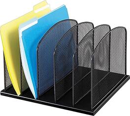 Safco - Safco® Onyx Mesh 5-Section Upright Organizer - Black