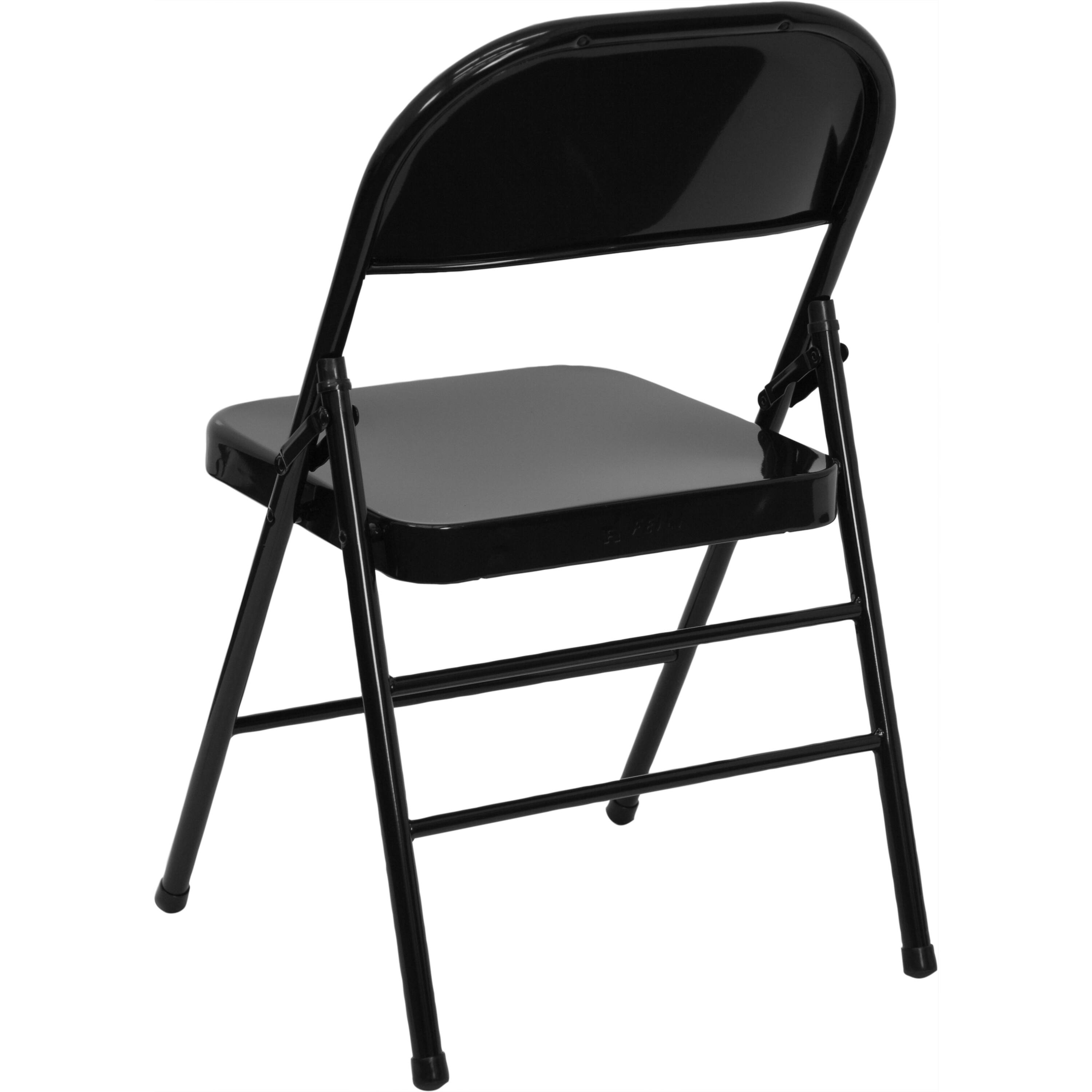 Alt View 9. Emma + Oliver - 4 Pack Triple Braced & Double Hinged Metal Folding Chair - Black.