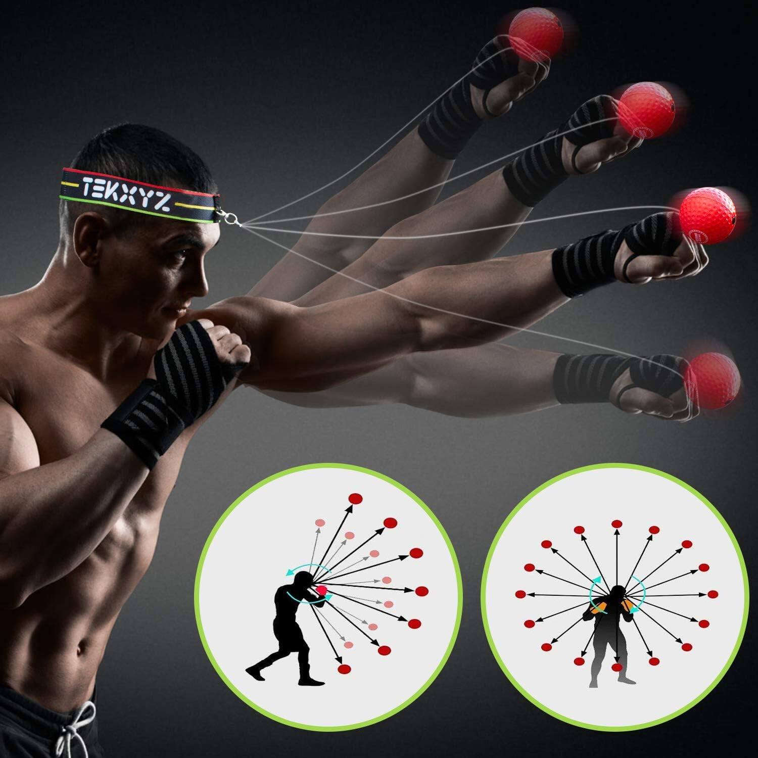 Alt View 4. TekXYZ - TekXYZ® Classic Boxing Reflex Ball Pack with App - 3 Balls, 1 Band - Green/Red/Yellow.