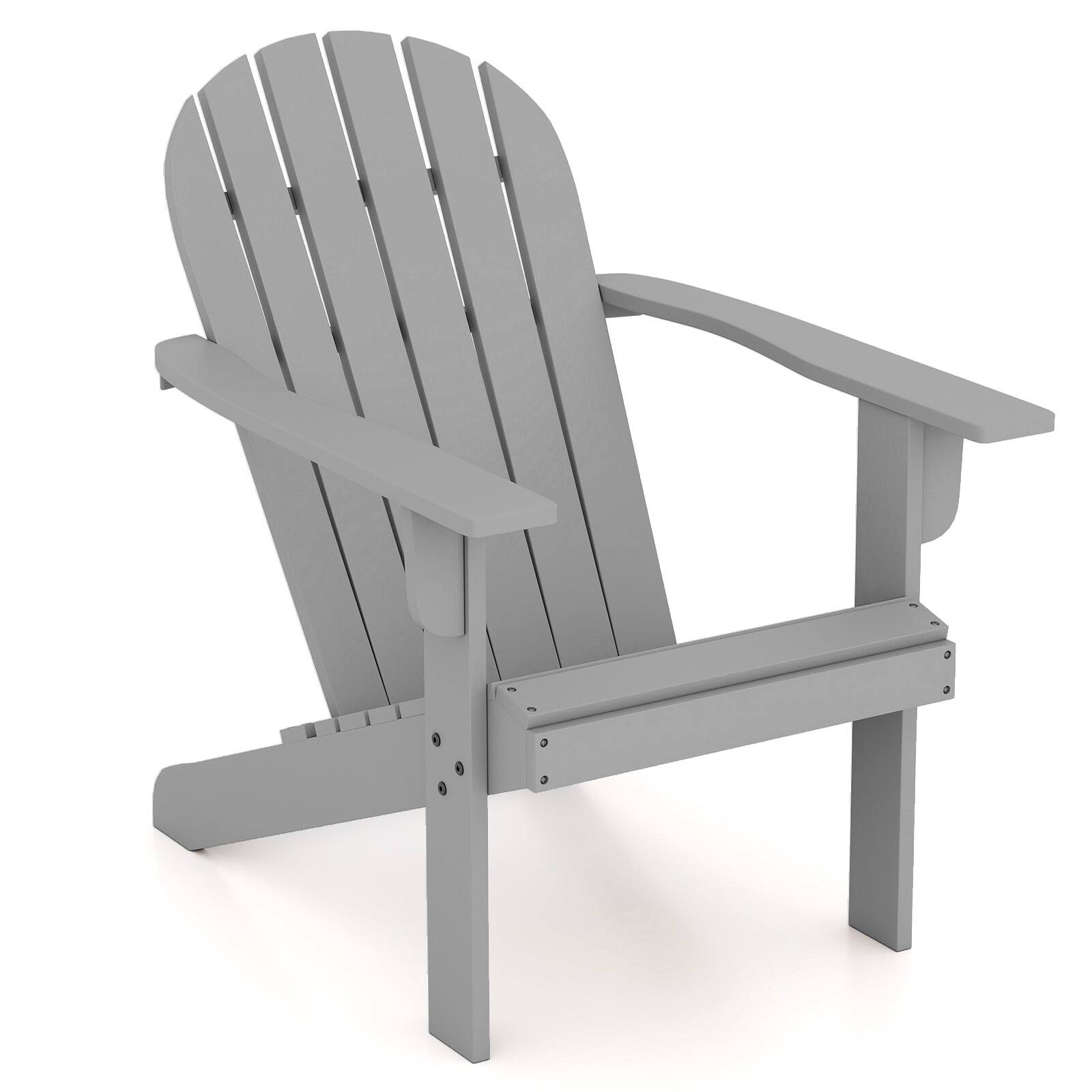 Alt View 3. Gymax - Gymax 2PCS Patio Adirondack Chair w/ Inclined Seat High Backrest & Wide Armrests Gray - Gray.