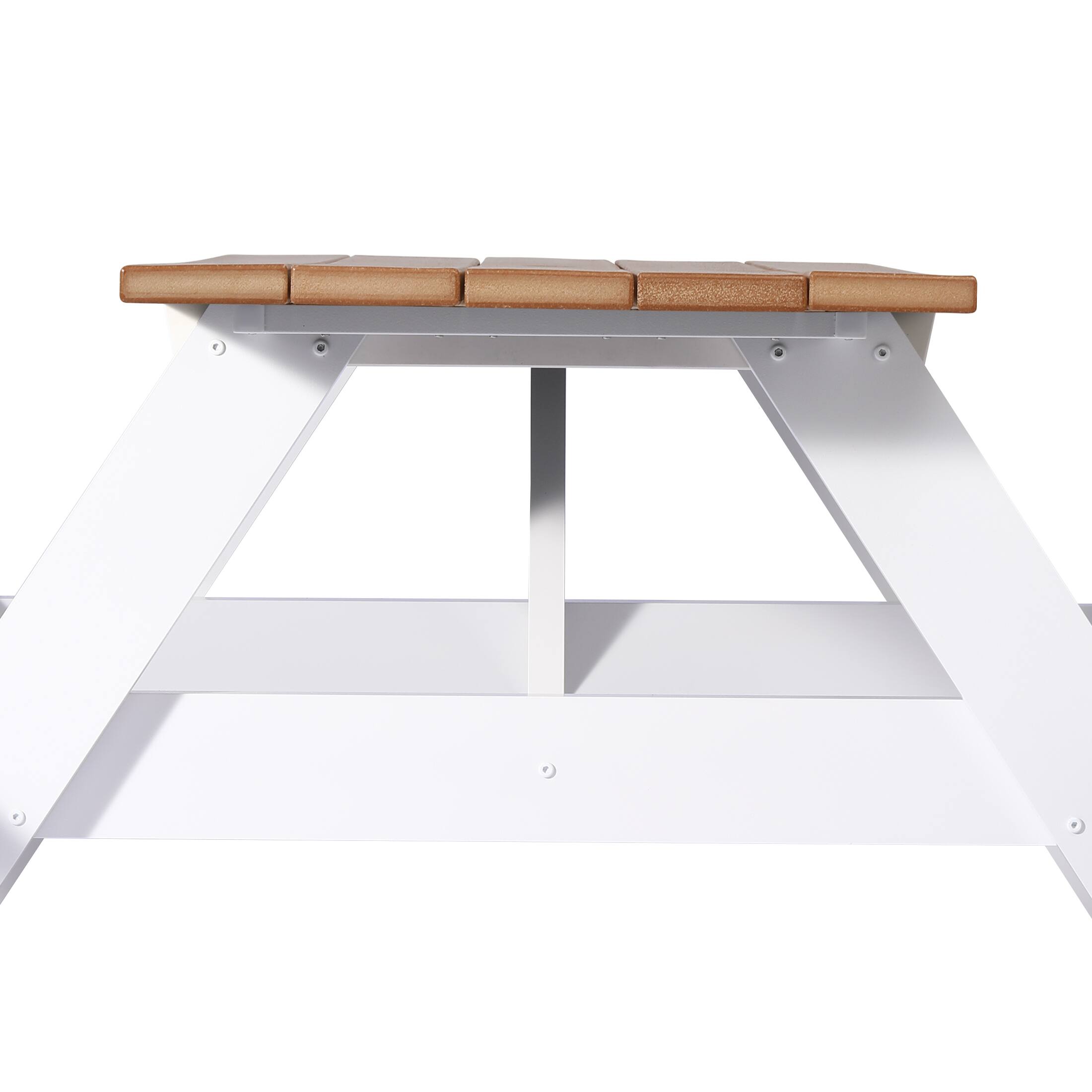Alt View 2. WestinTrends - WestinTrends Greenville Outdoor 70" HDPE Plastic Picnic Table Bench With Umbrella Hole - Teak.