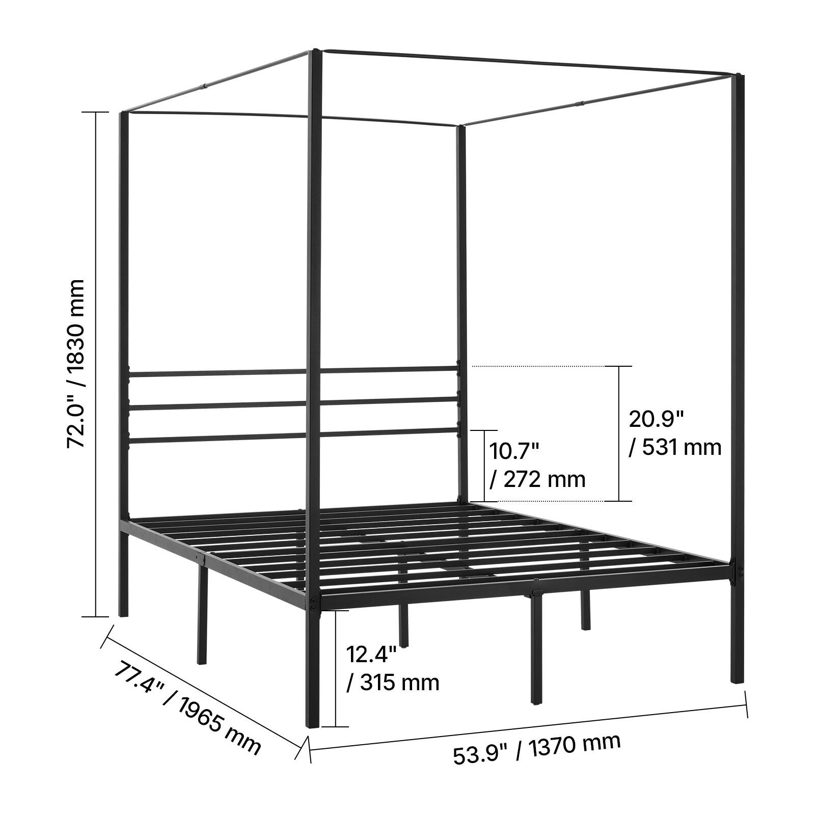 - Height: 72.0" / 1830 mm
- Width: 53.9" / 1370 mm
- Depth: 77.4" / 1965 mm
- Shelf spacing: 10.7" / 272 mm
- Shelf depth: 20.9" / 531 mm
- Leg height: 12.4" / 315 mm