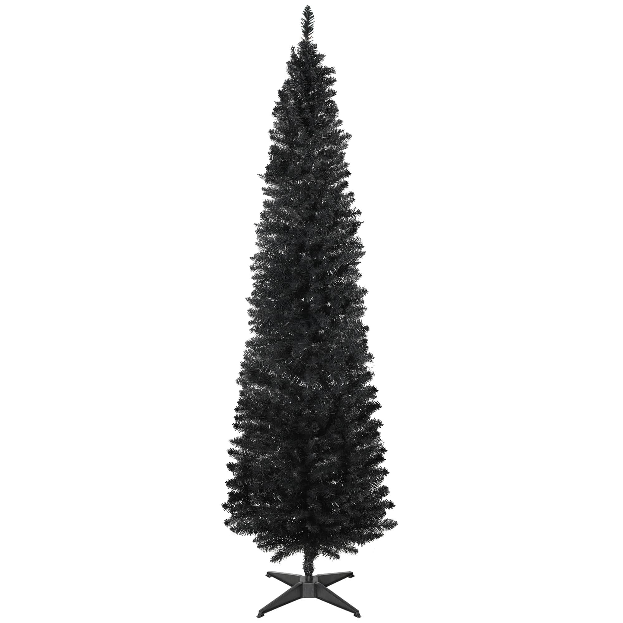 Homcom - Unlit Pencil Artificial Christmas Tree with Realistic Branches and 499 Tips - Black
