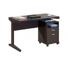 Manhattan Lane - Desk w File Cabinet, 2 Storage Drawers, 47 Inch - Red Cocoa Brown