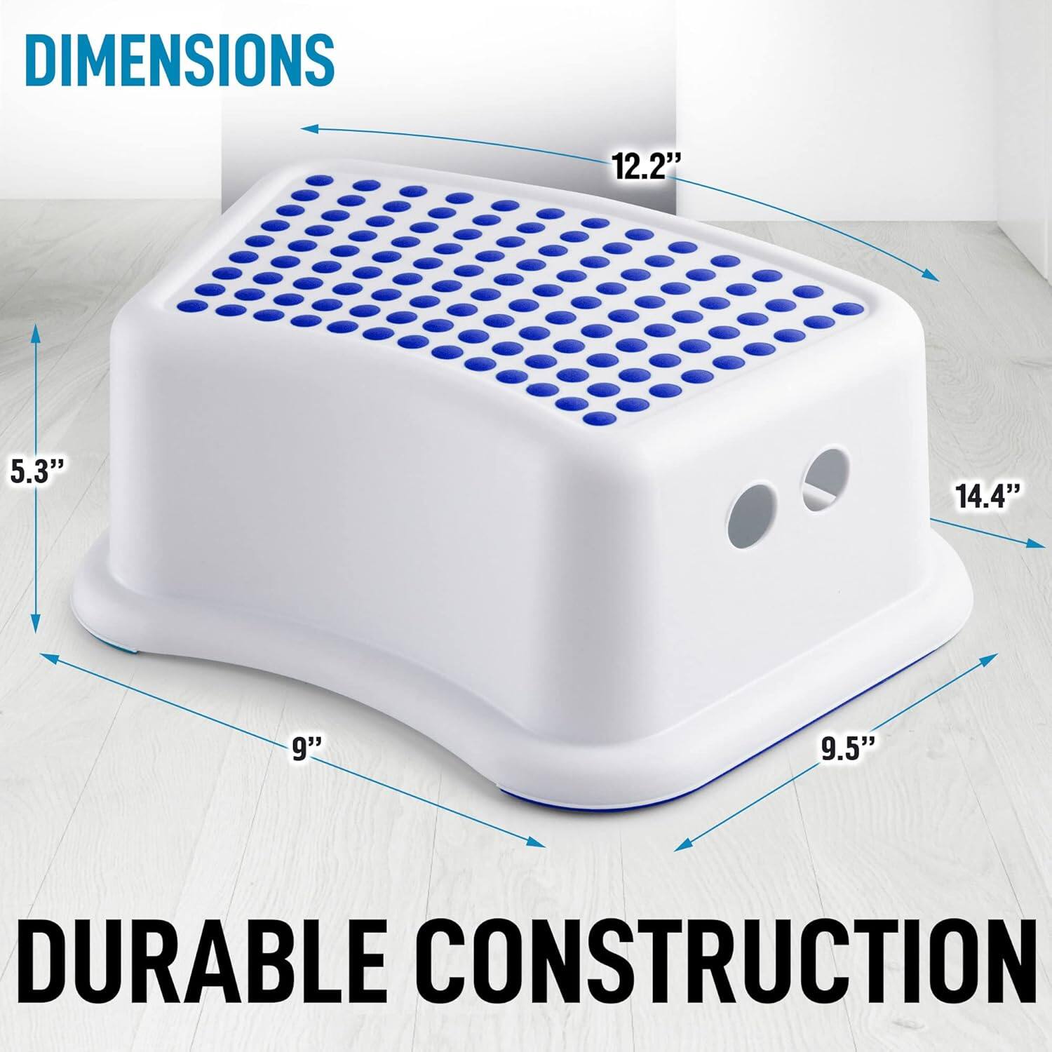 Angle. Zulay Kitchen - Zulay Home Step Stools for Kids - Toddler Step Stool for Bathroom Sink with Anti-Slip Surface & Base - Dark Blue.