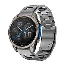 StrapsCo - Vented Titanium Bracelet QuickFit 22 Metal Watch Band Strap For Garmin D2 Mach 2 – 47mm - Gunmetal