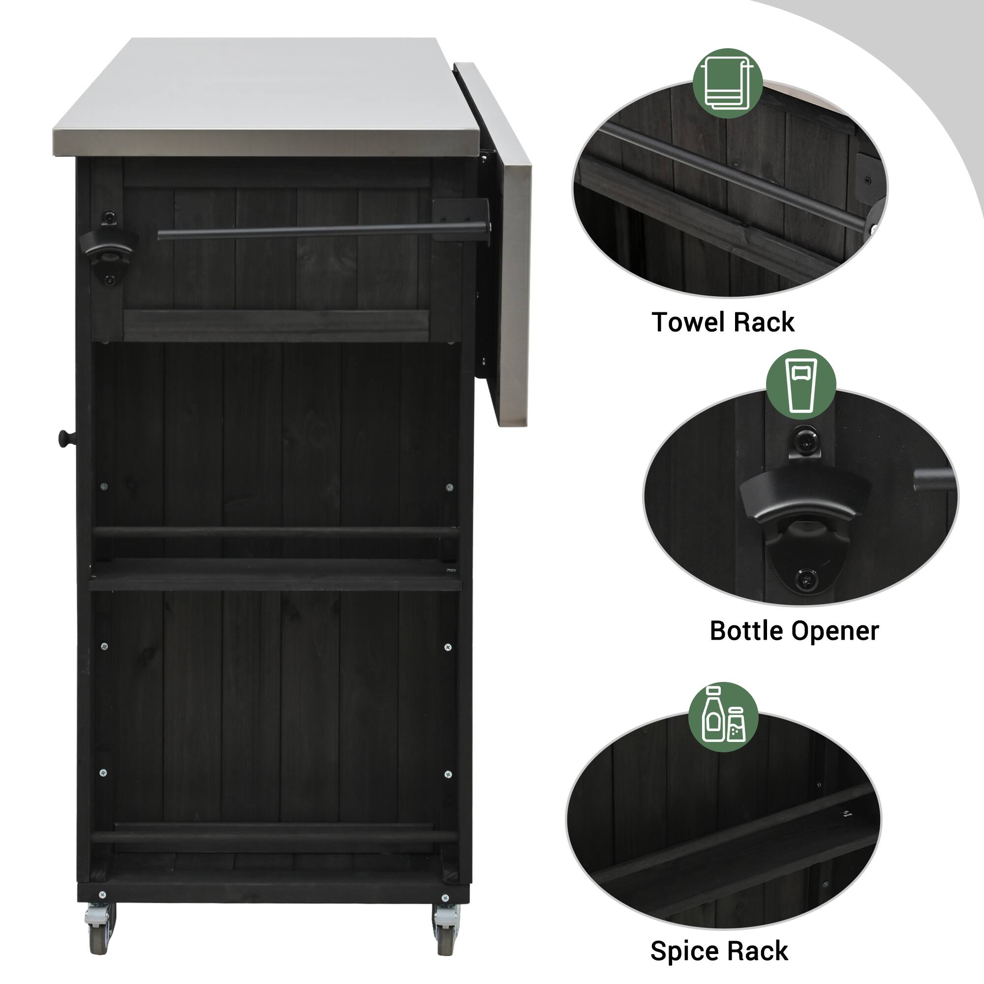 Towel Rack  
Bottle Opener  
Spice Rack