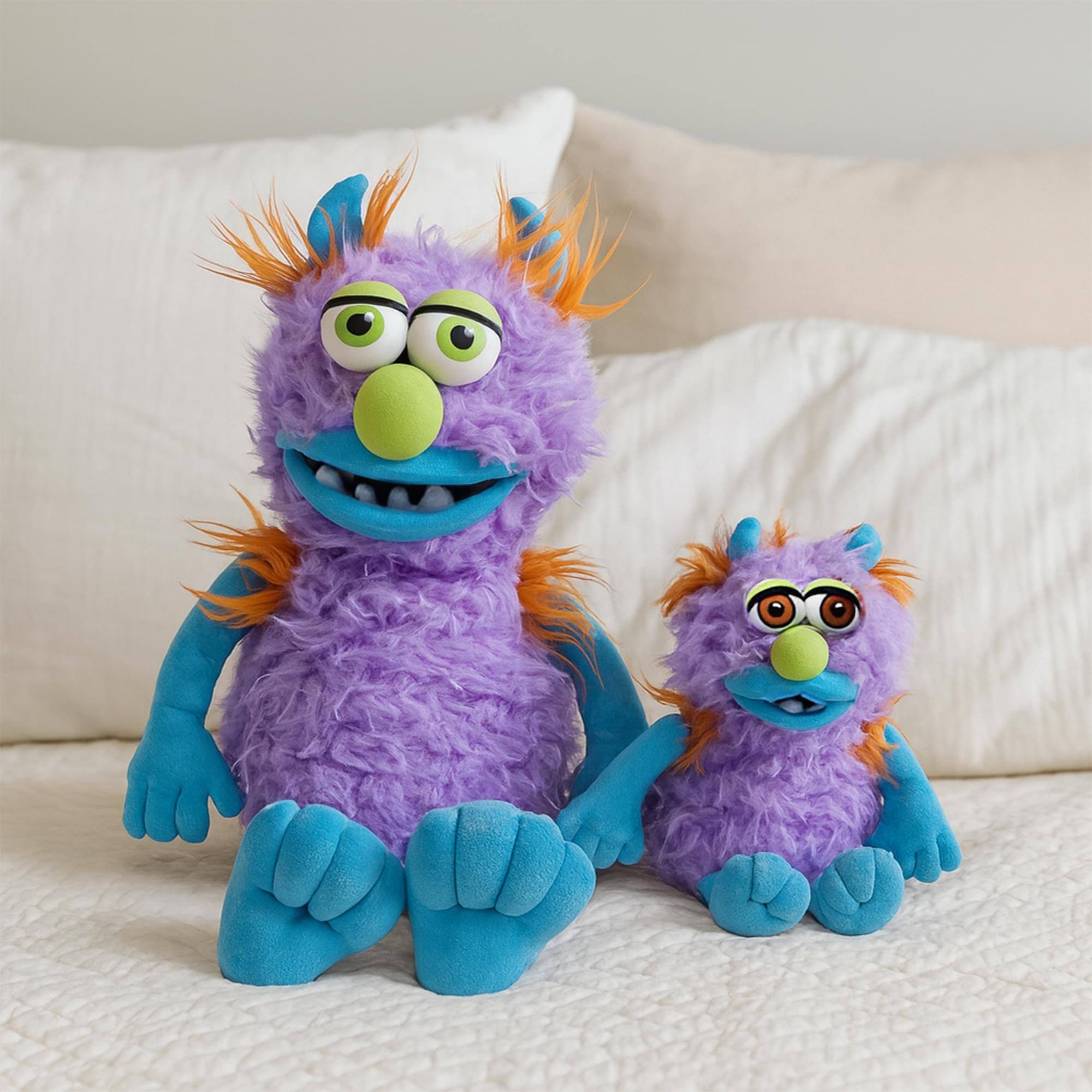 Alt View 1. TriAction Toys - Snooze Monsters Interactive Bedtime Plush Set | Coltrane & Washington Jr - Purple.