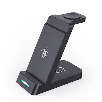 Front. RISOKEYS - 3-in-1 Wireless Fast Charger - Charger for iPhone, AirPods and Watch - Power Adapter Compatible with Apple Devices.