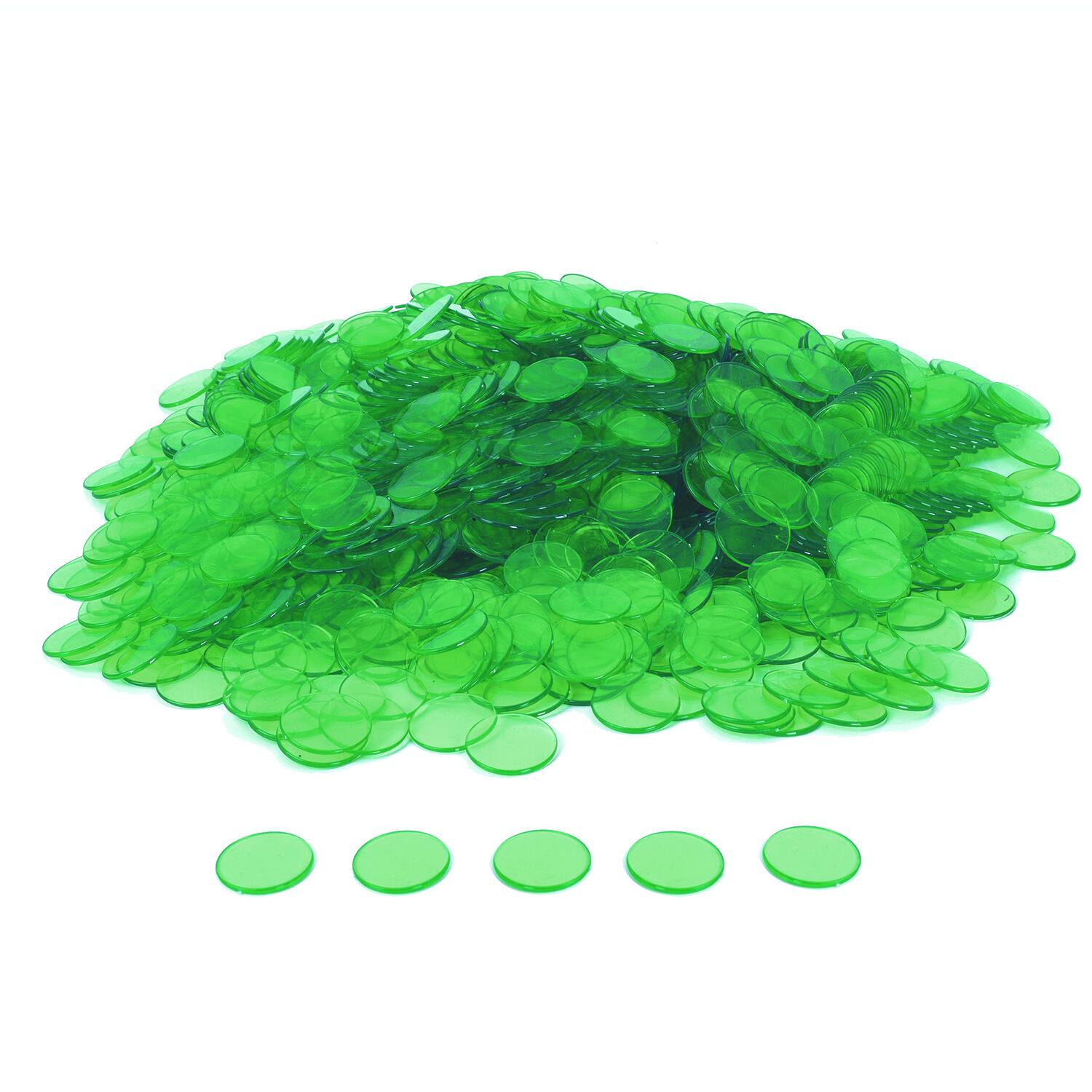 Front. GSE Games & Sports Expert - 1,000 Pieces of 3/4-inch Plastic Transparent Bingo Chips for Bingo Game Party (Green).