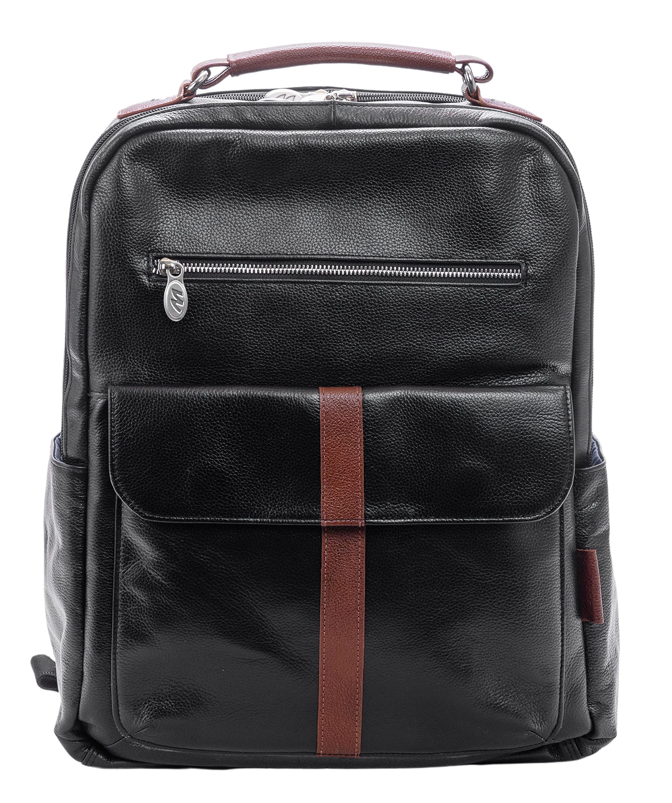 Front. McKleinUSA - 17-Inch Calfskin Leather Dual-Compartment Laptop Backpack, Padded Laptop/Tablet Pocket, Lockable Zipper, Air-Mesh Back - Black.