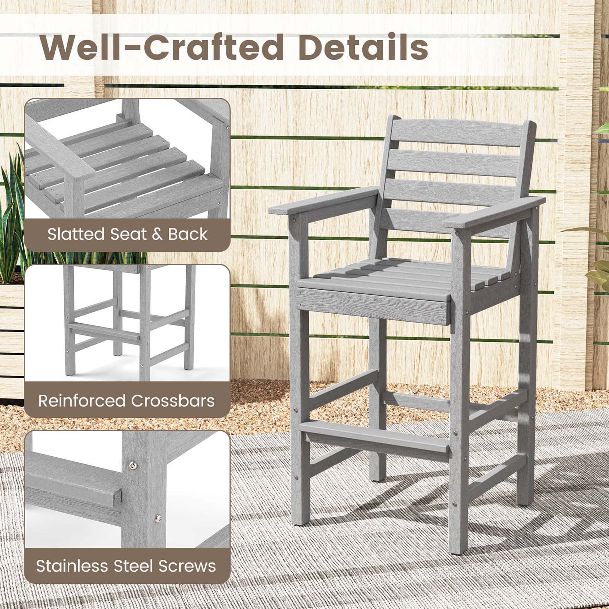 Well-Crafted Details

- Slatted Seat & Back
- Reinforced Crossbars
- Stainless Steel Screws