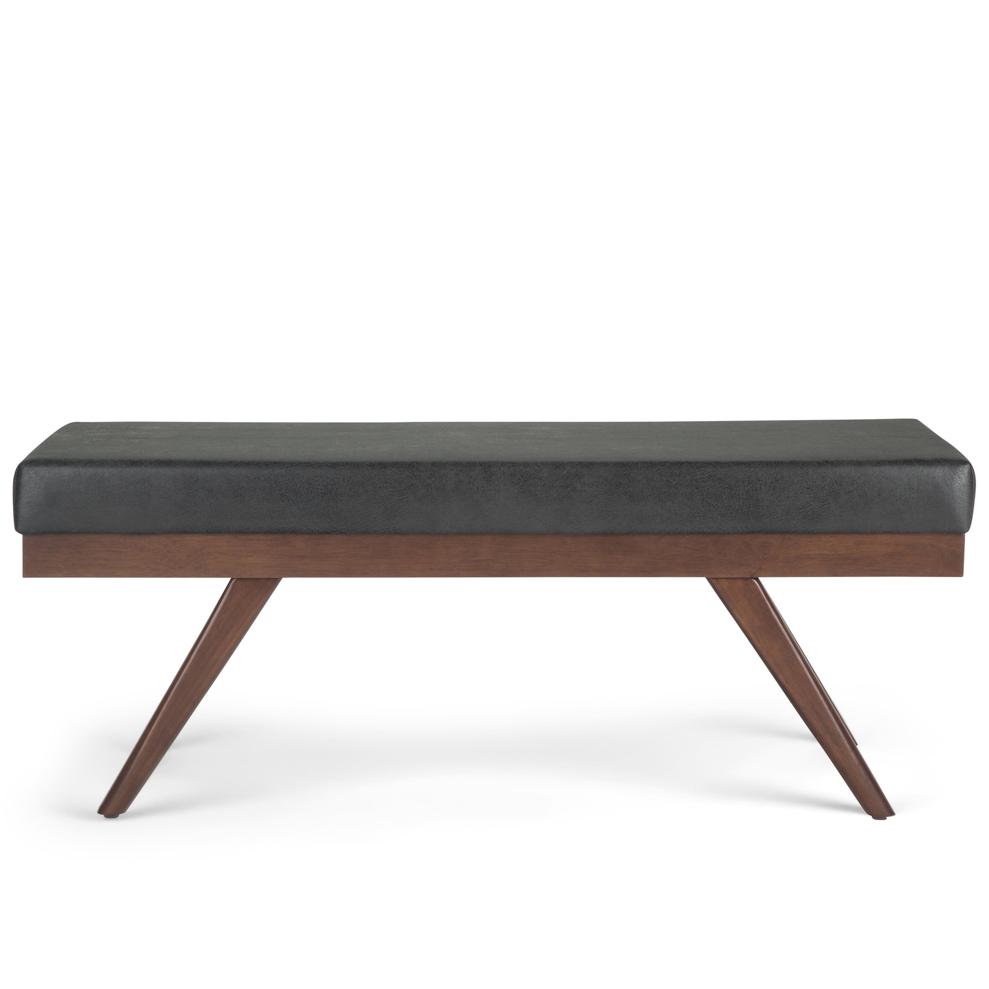 Simpli Home Chanelle Mid Century Ottoman Bench Distressed Black AXCOT ...