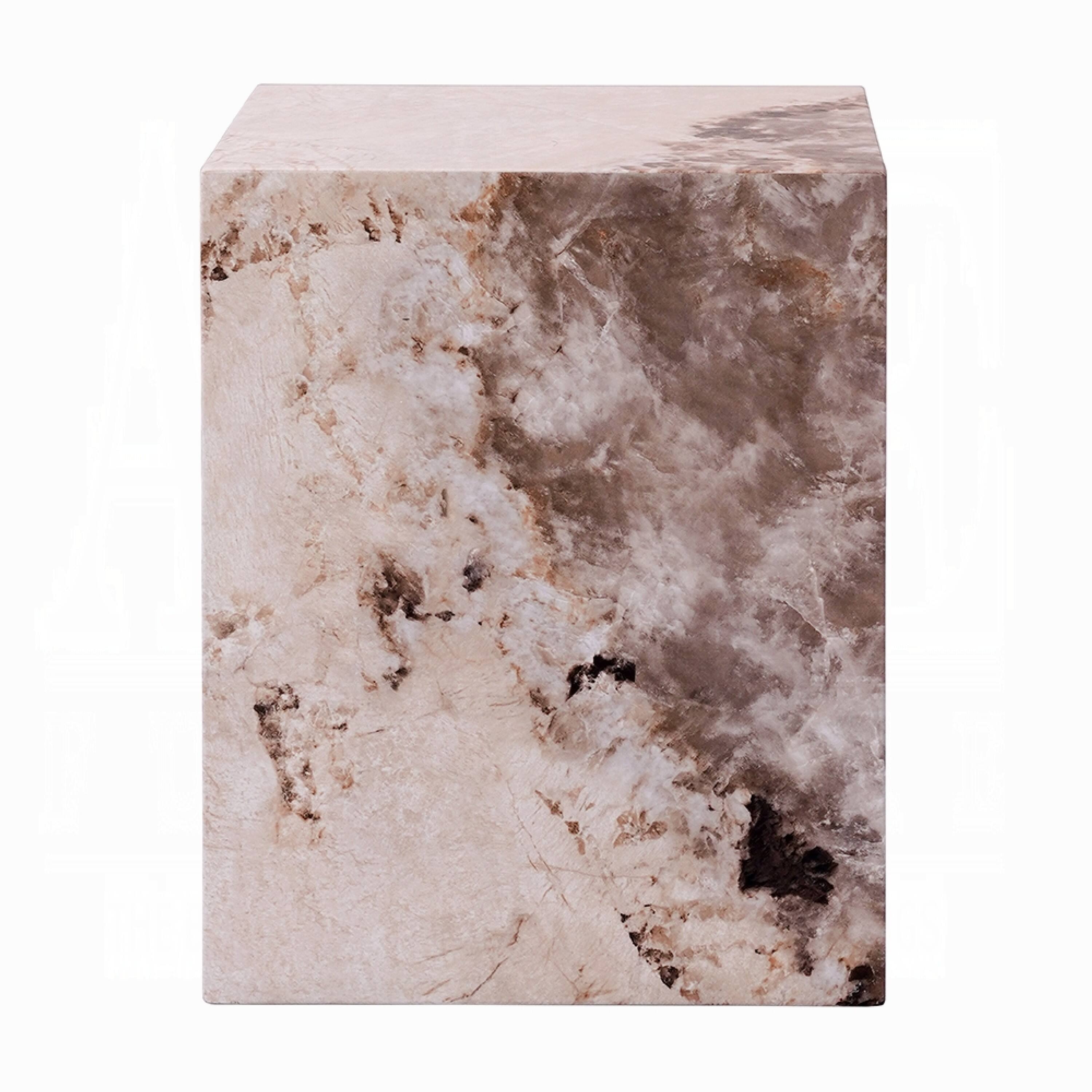 Alt View 1. Manhattan Lane - Itah Accent End Table, Square, White and Brown Faux Stone, 16 Inch - White, Brown.