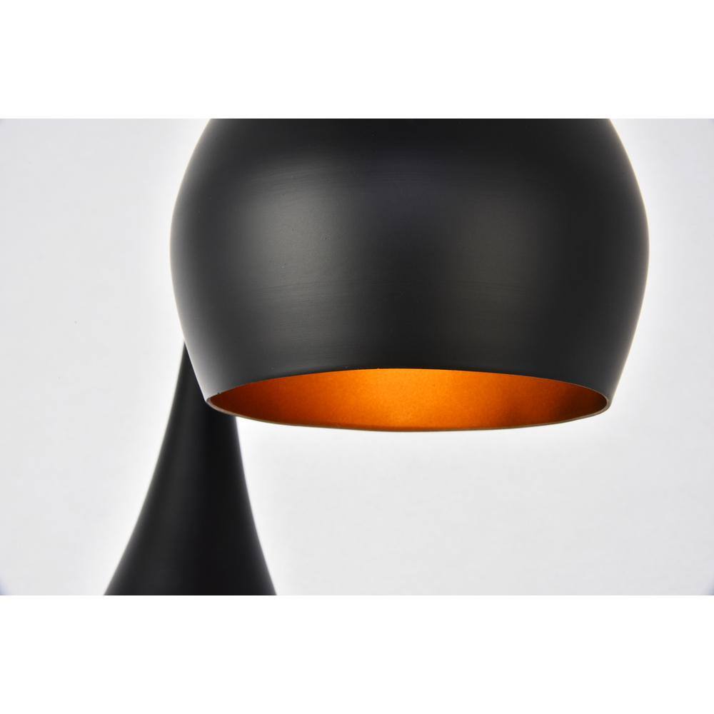 Alt View 2. Living District - Nora Collection Pendant D14.5in H11.5in Lt:3 Black finish - Black.