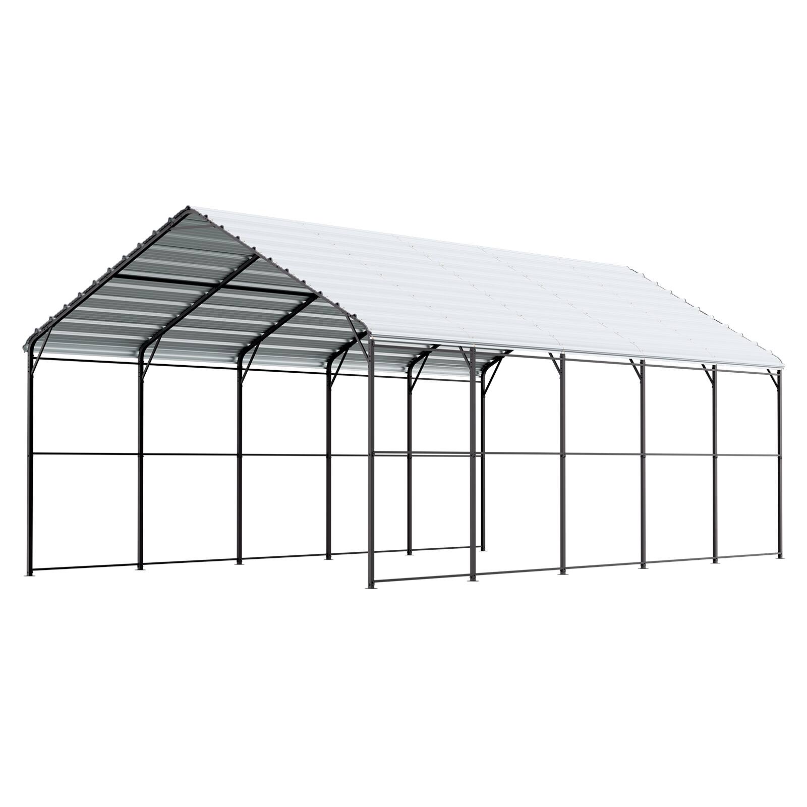 Alt View 5. VEVOR - Heavy Duty Metal Carport, 13' x 26' Outdoor Carport with Galvanized Steel Frame & Roof, Car Tent Garage Shade - Gray.
