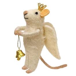 BreeBe - Felted Mouse Angel Ornament - White