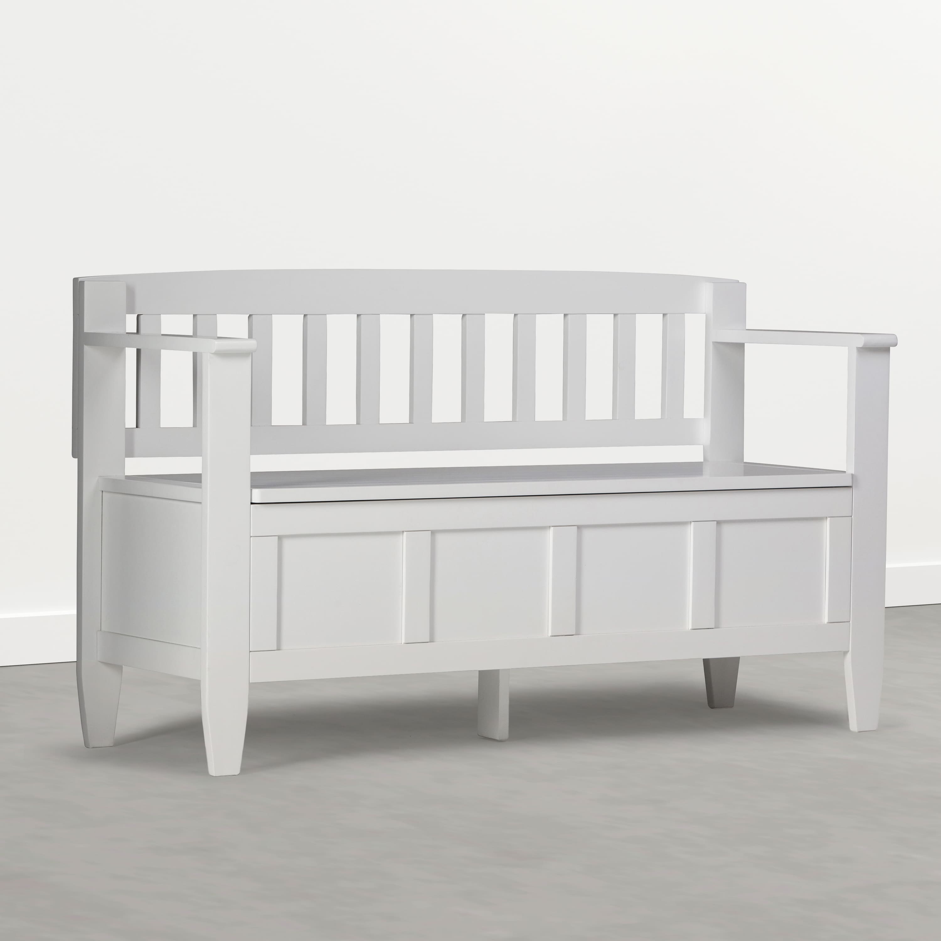 Simpli Home - Brooklyn 48 inch Wide Solid Wood Entryway Storage Bench - Chantilly White