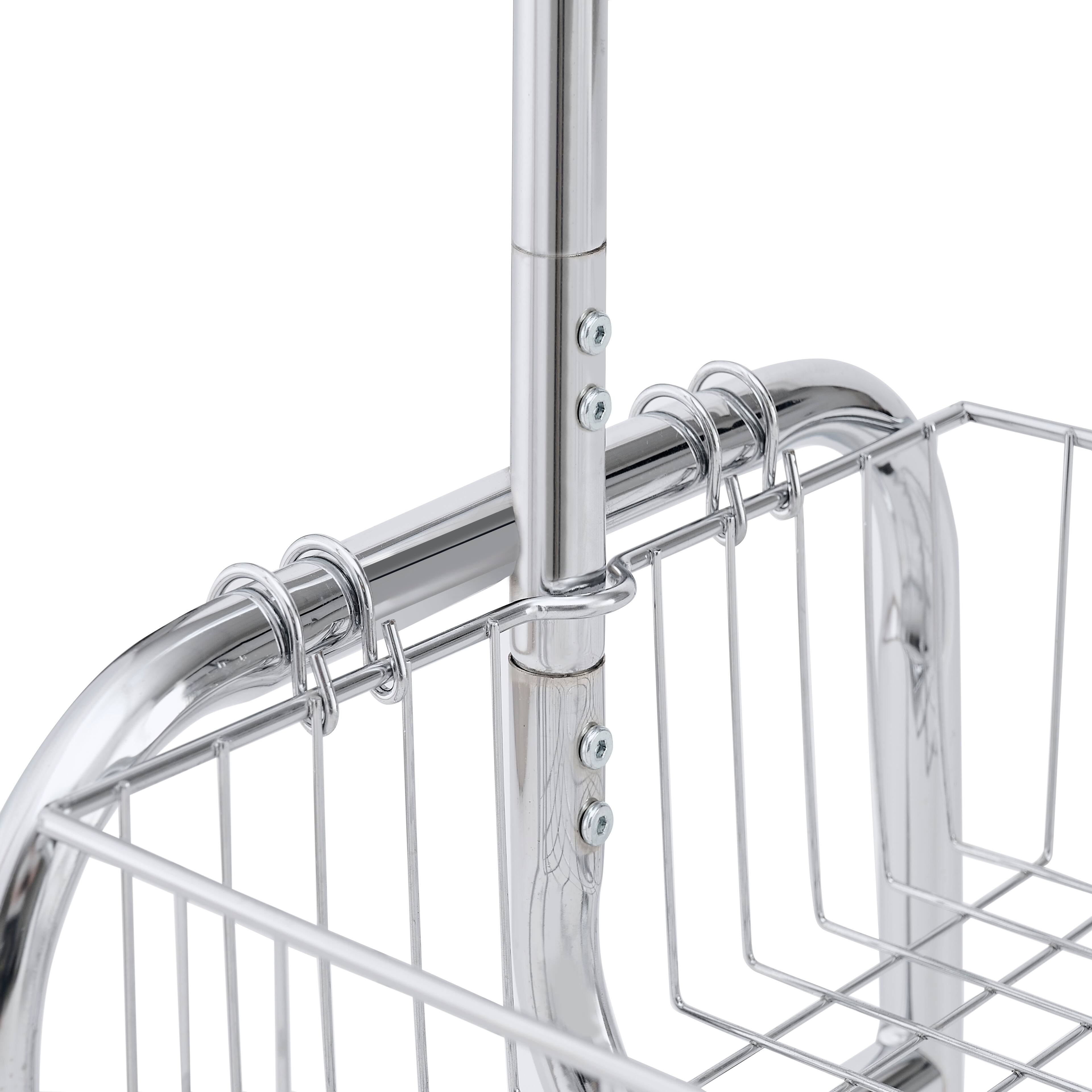 Alt View 3. COWLOWN - Rolling Garment Rack with Basket Heavy Duty Clothes Hanging Rack Silver 2 Pcs in One Carton - Silver.