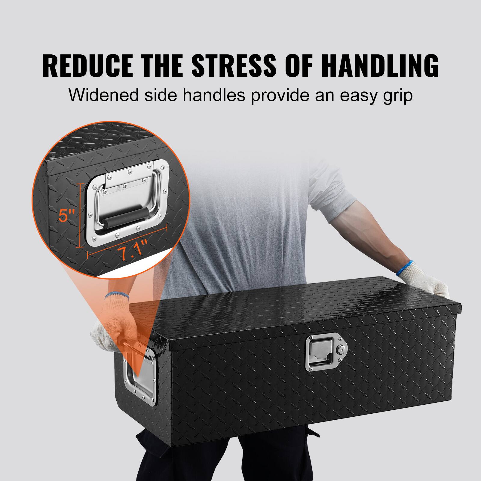 REDUCE THE STRESS OF HANDLING  
Widened side handles provide an easy grip  

5"  
7.1"