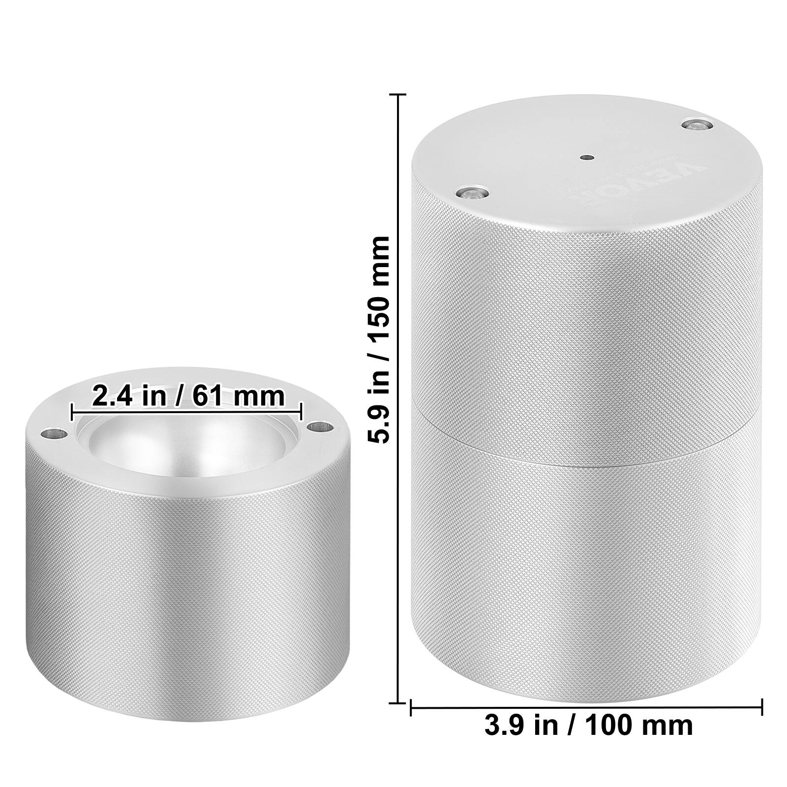 2.4 in / 61 mm  
5.9 in / 150 mm  
3.9 in / 100 mm